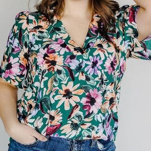 Floral V-Neck Blouse